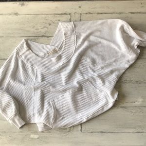 White waffle knit dolman style top